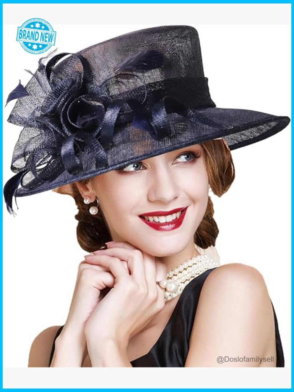 Sinamay Bowler Fascinator Derby Hat Adjustable Drawstring Lightweight Floral